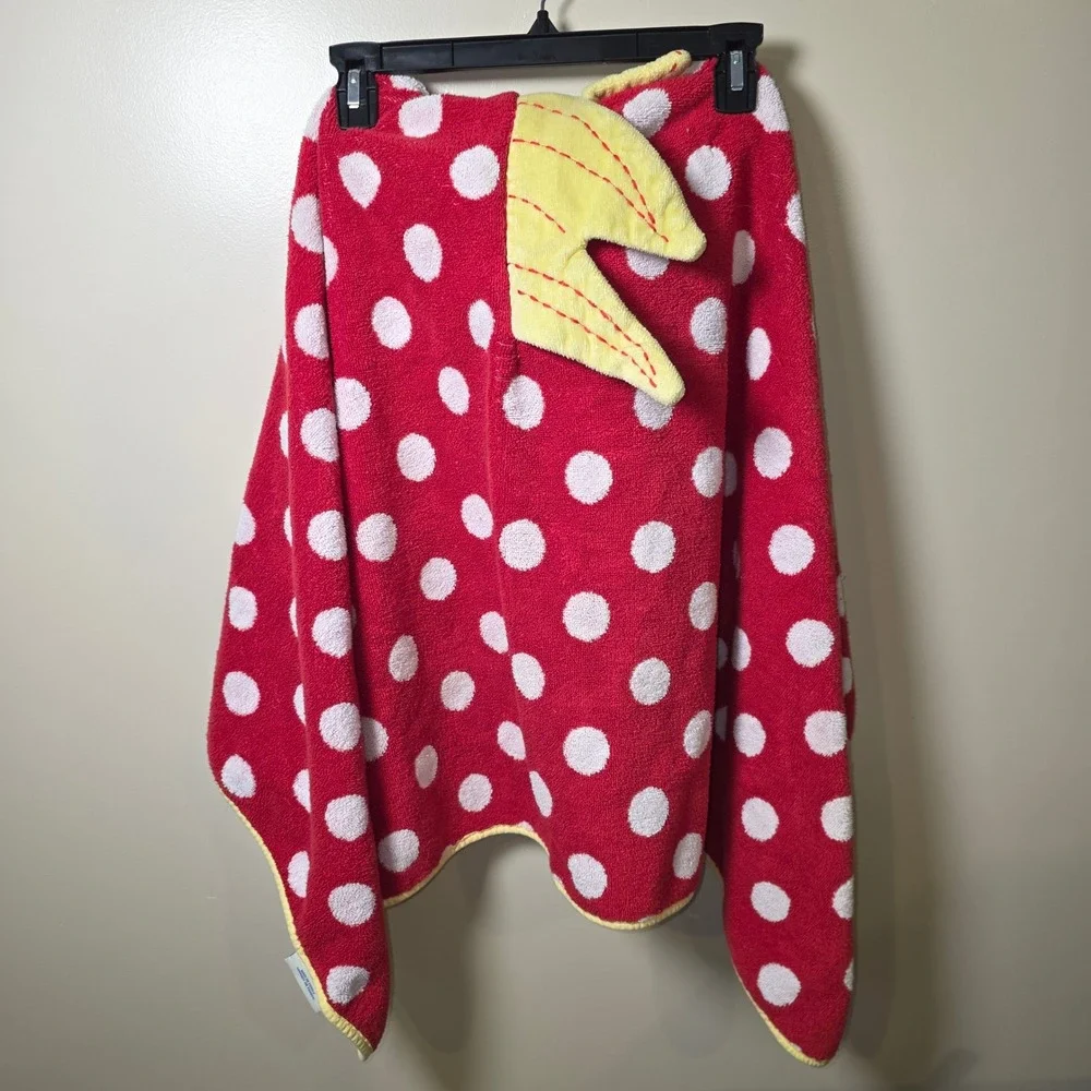 Pottery Barn Kids Red Polka Dot Mermaid Hooded Bath Towel Wrap Cotton 2006